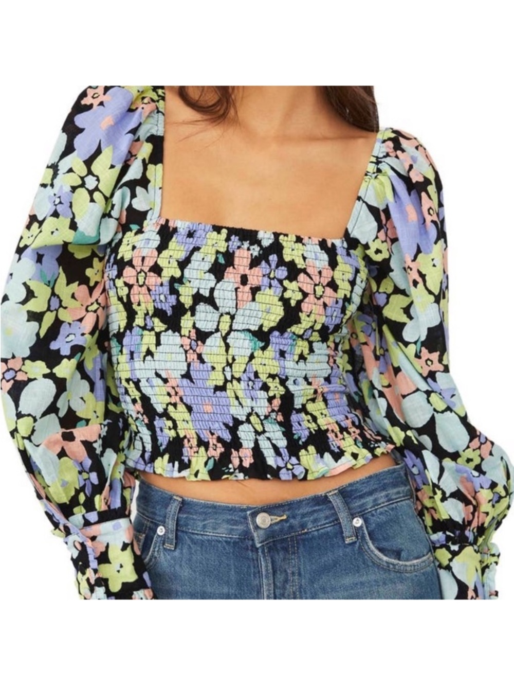 Free People Ariana Smocked Elastic Top